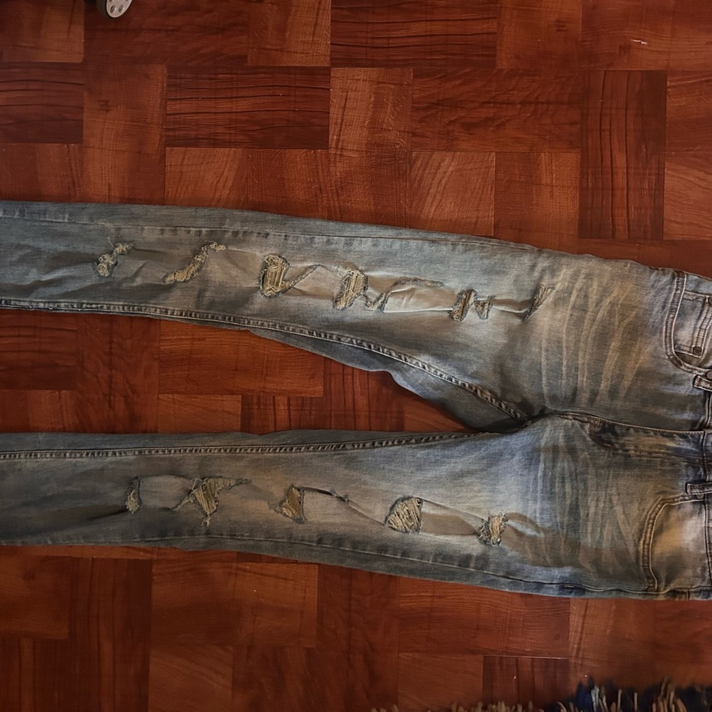 Men's Skinny Jeans - Distressed Light Blue
